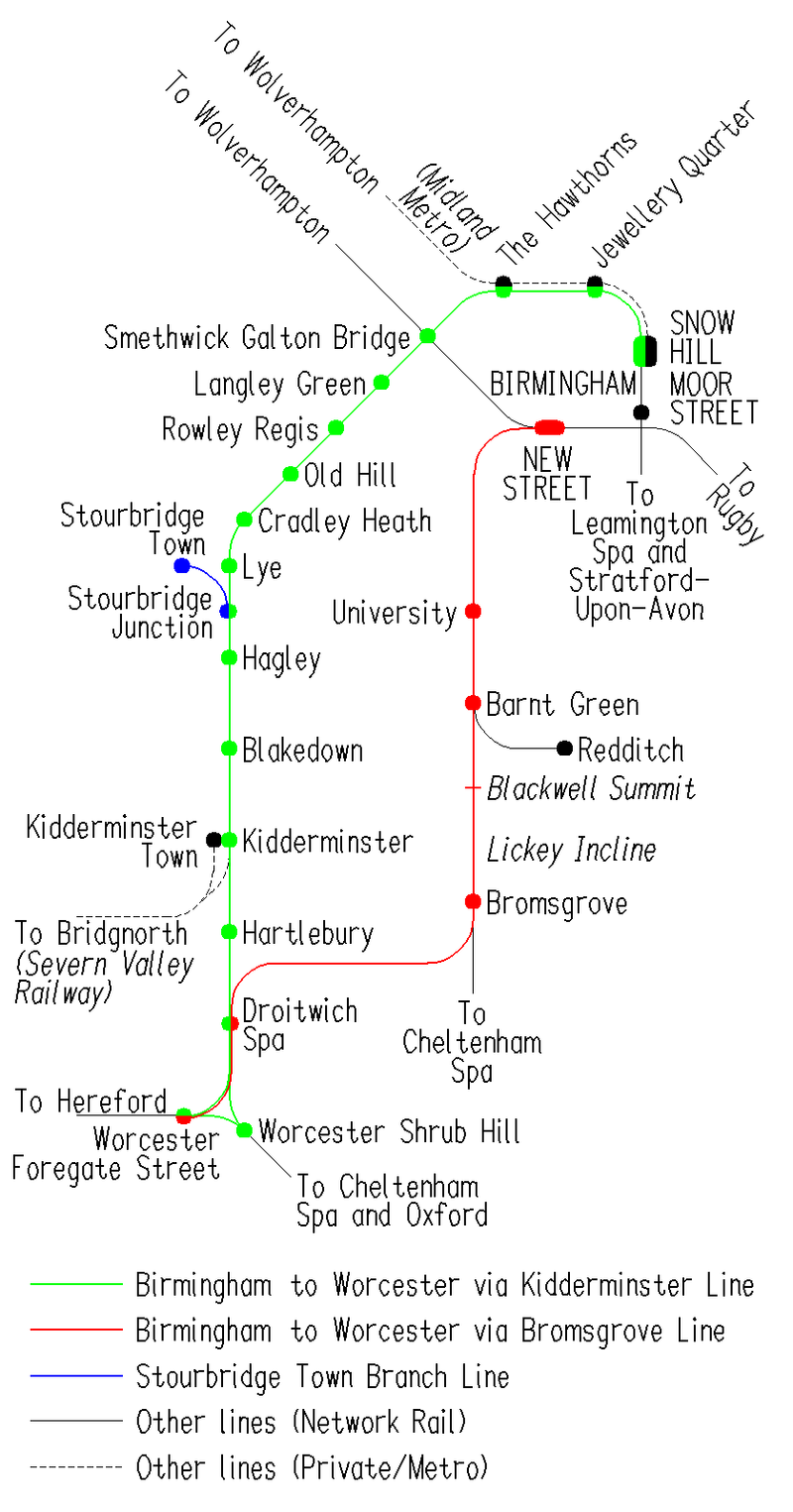 Birmingham to Worcester via Kidderminster Line Trains