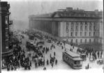 A streetcar in front of the US Treasury building