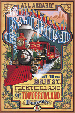 An attraction poster for the Disneyland Railroad.